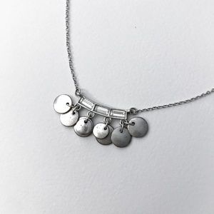 Jcrew Rhinestone Silver Disc Necklace